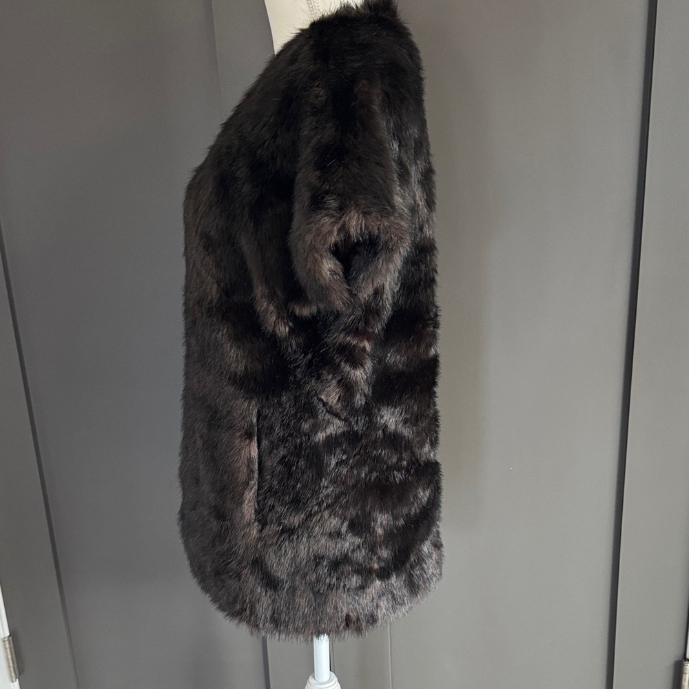 Adrienne Landau Dark Brown Faux Fur Vest Size S - Picture 3 of 13